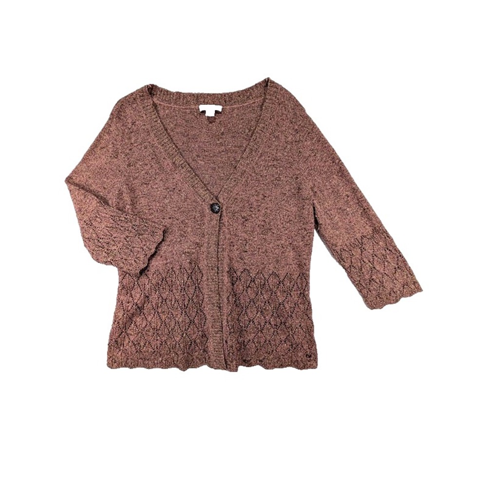 Christopher & Banks Cardigan Womens XL Rose Pink Cottagecore Prairie Soft Girl